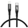 Mobigear Nylon - Câble USB-C vers Apple Lightning 0.4 mètre - Noir