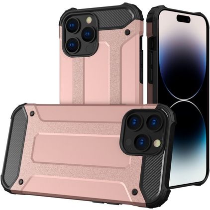 Mobigear Outdoor Coque iPhone 14 Pro Max Coque arrière Rigide Anti-Chocs - Rose doré