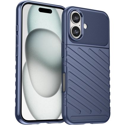 Mobigear Groove Coque iPhone 16 Coque arrière en TPU Souple - Bleu