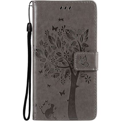 Mobigear Tree Housse Samsung Galaxy S21 Etui Porte-Monnaie - Gris