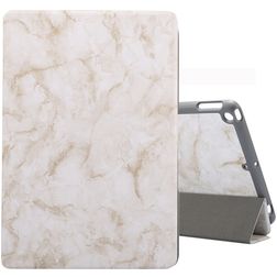 Mobigear Tri-Fold Marble Coque iPad 8 (2020) Etui + Porte-crayon - Blanc