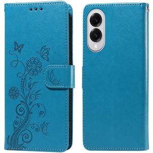 Mobigear Flowers Housse Samsung Galaxy S25 Edge Etui Porte-Monnaie - Bleu