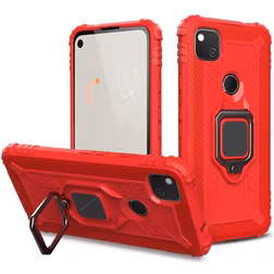 Mobigear Armor Ring Coque Google Pixel 4a Coque arrière Rigide Anti-Chocs avec Anneau-Support - Rouge