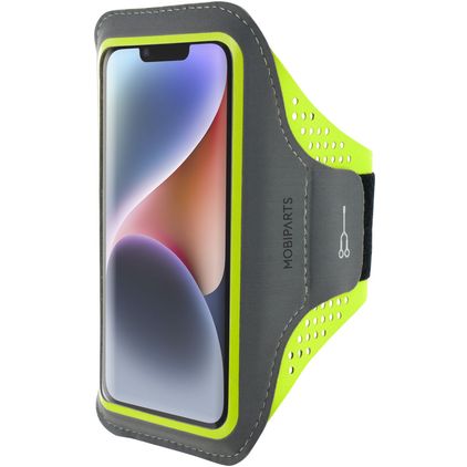 Mobiparts Comfort Fit Brassard Téléphone iPhone 14 Brassard Coque de Sport en Neoprène - Neon Green