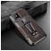 Mobigear Armor Stand Coque iPhone 12 Coque arrière Rigide Anti-Chocs avec Support Amovible - Noir / Marron