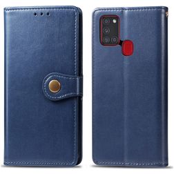 Mobigear Snap Button Housse Samsung Galaxy A21s Etui Porte-Monnaie - Bleu