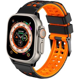Mobigear Aero Armor Bracelet Silicone Apple Watch Fermeture boucle ardillon - 49/46/45/44 mm - Noir / Orange