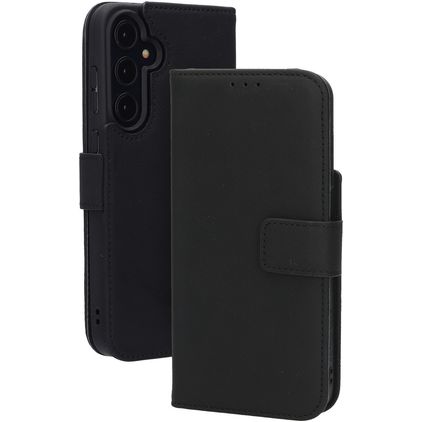 Mobiparts Wallet Housse Samsung Galaxy A55 Etui en Cuir Véritable Porte-Monnaie - Noir