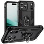 Mobigear Armor Ring Coque iPhone 17 Pro Coque arrière Rigide Anti-Chocs avec Anneau-Support - Noir