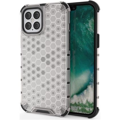 Mobigear Honeycomb Coque iPhone 12 Pro Coque arrière Rigide Anti-Chocs - Gris