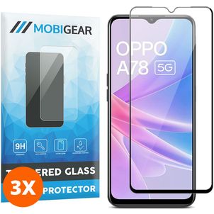 Mobigear Premium OPPO A78 Verre trempé Protection d'écran - Compatible Coque - Noir (Lot de 3)