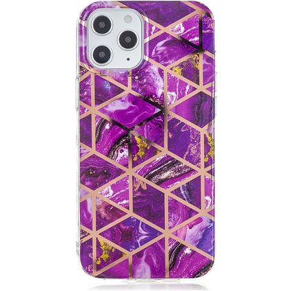 Mobigear Marble Coque iPhone 12 Pro Max Coque arrière en TPU Souple - Violet