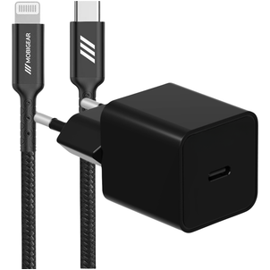 Mobigear Essentials - Simple USB-C Chargeur Apple Lightning 1 mètre Power Delivery 20W - Noir