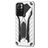 Mobigear Armor Stand Coque Xiaomi Redmi Note 11T Coque arrière Rigide Anti-Chocs avec Support Amovible - Argent