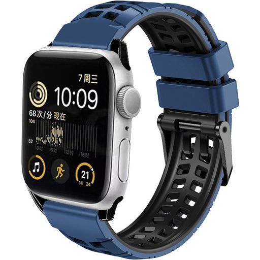 Mobigear Aero Armor Bracelet Silicone Apple Watch Fermeture boucle ardillon - 42/41/40/38 mm - Noir / Bleu Marin