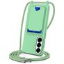 Mobigear Lanyard Card Samsung Galaxy S26 Plus Coque avec cordon en Silicone et Porte-Cartes - Vert