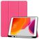 Mobigear Tri-Fold Gel Coque iPad 7 (2019) Etui en TPU,Similicuir + Porte-crayon - Magenta