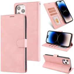 Mobigear Wallet Housse iPhone 14 Pro Max Etui Porte-Monnaie - Rose doré
