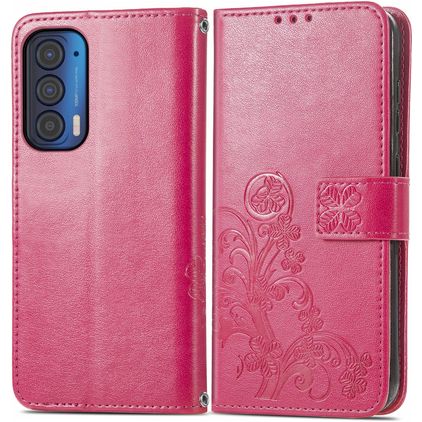 Mobigear Clover Motorola Edge (2021) Étui Portefeuille - Magenta