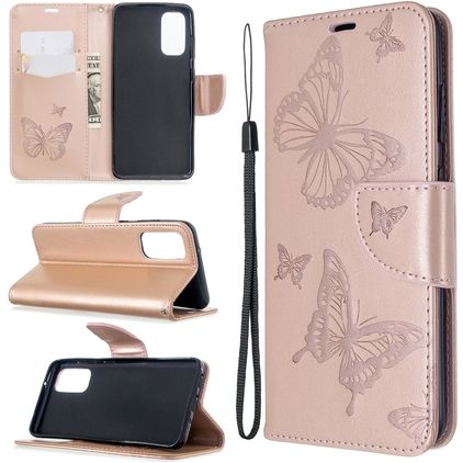 Mobigear Butterfly Housse Samsung Galaxy S20 Etui Porte-Monnaie - Rose doré