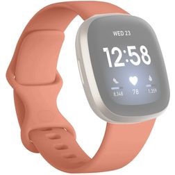 Mobigear Sport Dual Bracelet Silicone Fitbit Versa 3 Fermeture à clou et passant - Orange