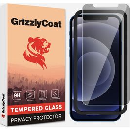 GrizzlyCoat Easy Fit AntiSpy iPhone 12 Pro Max Verre trempé Protection d'écran Confidentialité - Compatible Coque + Cadre d'installation