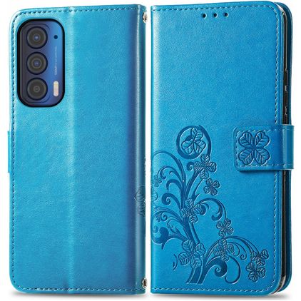 Mobigear Clover Motorola Edge (2021) Étui Portefeuille - Bleu