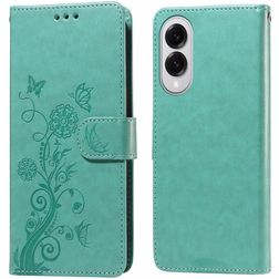 Mobigear Flowers Housse Samsung Galaxy S25 Edge Etui Porte-Monnaie - Vert