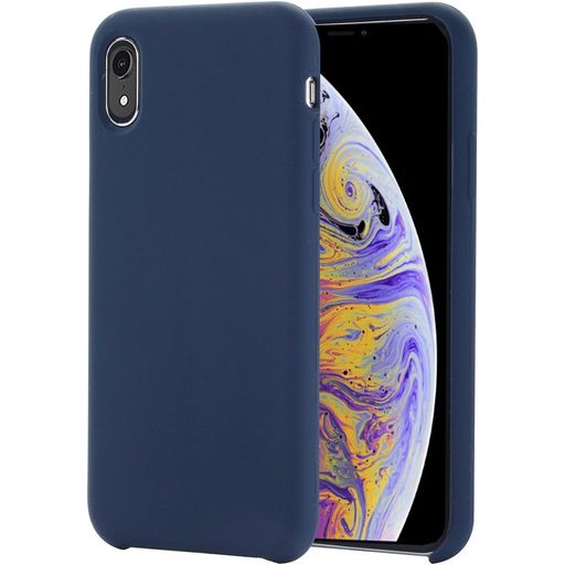 Mobigear Rubber Touch Coque iPhone XR Coque arrière en Silicone - Bleu Marin