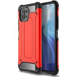 Mobigear Outdoor Coque Xiaomi Mi 11 Lite Coque arrière Rigide Anti-Chocs - Rouge