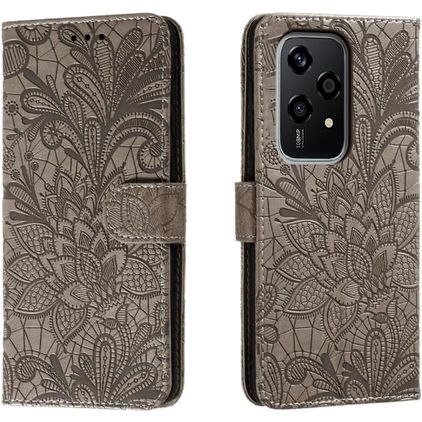 Mobigear Flowers Housse HONOR 200 Lite Etui Porte-Monnaie - Gris