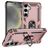 Mobigear Armor ring Samsung Galaxy S25 Plastique rigide Coque arrière Antichoc avec bague de maintien - Rose doré
