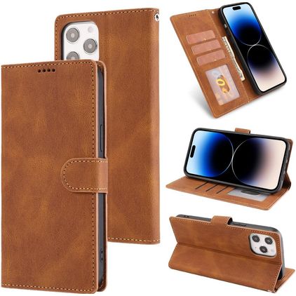 Mobigear Wallet Housse iPhone 14 Pro Max Etui Porte-Monnaie - Marron