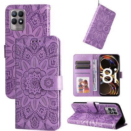 Mobigear Sunflower Housse Realme Narzo 50 4G Etui Porte-Monnaie - Violet