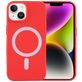 Mobigear Rubber Touch Coque iPhone 15 Plus MagSafe Coque arrière en Silicone - Rouge