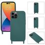 Mobigear Lanyard iPhone 14 Pro Max Coque avec cordon en Silicone - Vert foncé