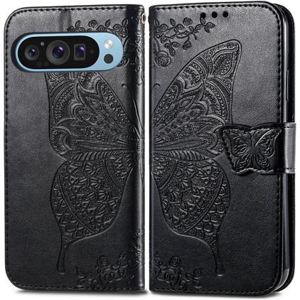 Mobigear Butterfly Housse Google Pixel 10 Pro Etui Porte-Monnaie - Noir