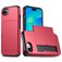 Mobigear Card Coque iPhone 17e Coque arrière Rigide Anti-Chocs avec Porte-Cartes - Rouge