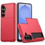 Mobigear Card Coque Samsung Galaxy S26 Plus Coque arrière Rigide Anti-Chocs avec Porte-Cartes - Rouge