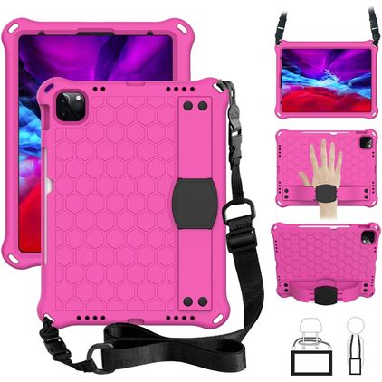 Mobigear HexStrap Coque iPad Air 11 Pouces (2025) Coque arrière en EVA + Bandoulière - Rouge