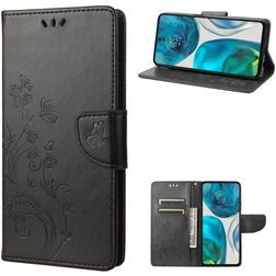 Mobigear Flowers Housse Motorola Moto G52 Etui Porte-Monnaie - Noir