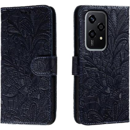 Mobigear Flowers HONOR 200 Lite Étui Portefeuille - Bleu foncé