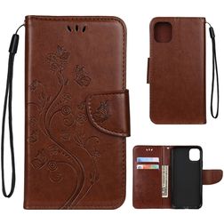 Mobigear Flowers Housse iPhone 11 Etui Porte-Monnaie - Marron