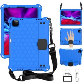 Mobigear Ruggedized Coque iPad 11 (2025) Coque arrière en EVA + Porte-crayon + Bandoulière + Support Amovible - Bleu
