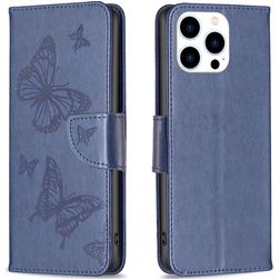 Mobigear Butterfly Housse iPhone 16 Pro Etui Porte-Monnaie - Bleu