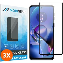 Mobigear Premium Motorola Moto G54 Verre trempé Protection d'écran - Compatible Coque - Noir (Lot de 3)