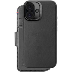 Decoded Detachable Wallet Housse iPhone 16 MagSafe Etui avec Coque Détachable en Cuir Véritable Porte-Monnaie - Noir