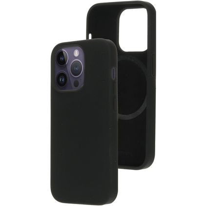 Mobiparts Coque iPhone 14 Pro MagSafe Coque arrière en Silicone - Noir
