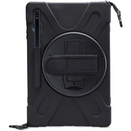 Xccess Survivor All-round Coque Samsung Galaxy Tab S8 Plus Coque arrière en Plastique rigide,Silicone + Bandoulière + Support Amovible - Noir