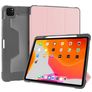 Mutural Tri-Fold Tough Coque iPad Pro 12.9 Pouces (2021) Etui + Porte-crayon - Noir / Rose doré